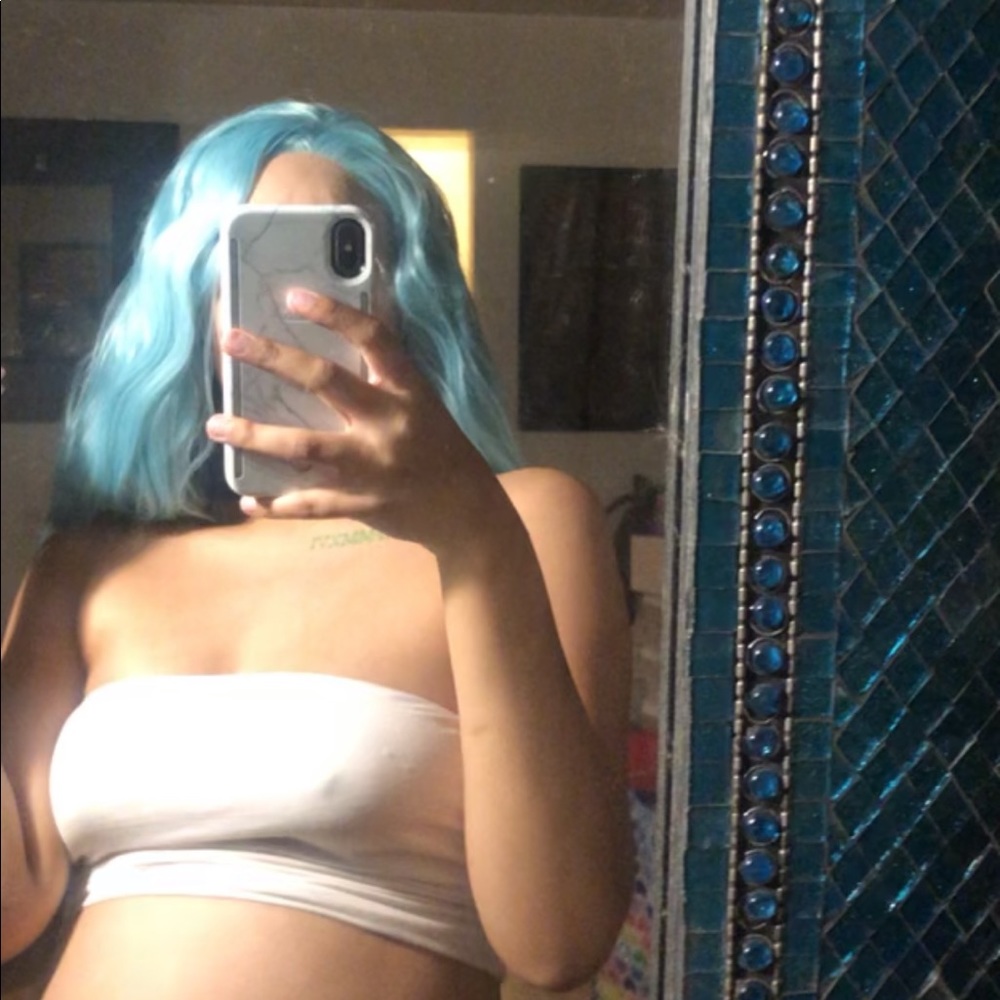 Aqua blue synthetic wig